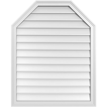 Ekena Millwork Octagonal Top Surface Mount PVC Gable Vent w/ 2"W x 1-1/2"P Brickmould Frame, 32"W x 40"H GVPOT32X4002SN